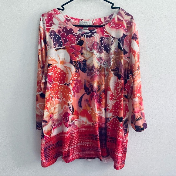 CJ Banks floral blouse - Picture 2 of 7